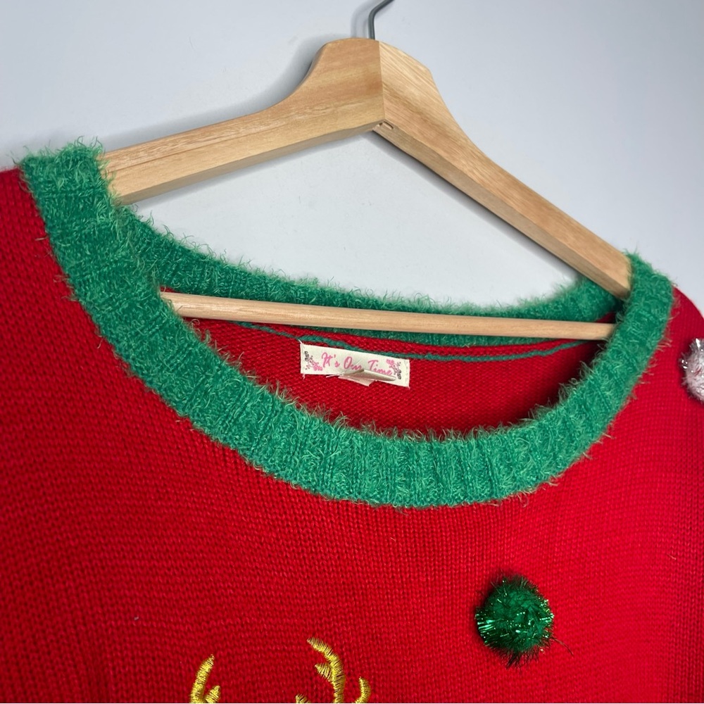 It’s Our Time Red Llama Ugly Christmas Sweater (2X-Large) - Picture 3 of 5
